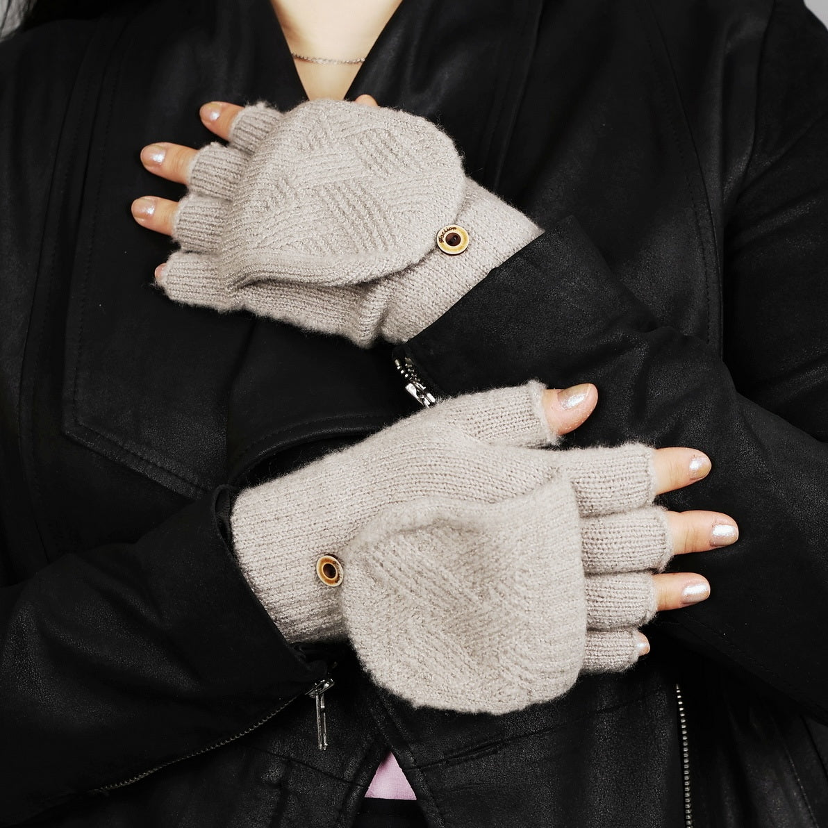 Fingerless Gloves Winter Convertible Mittens