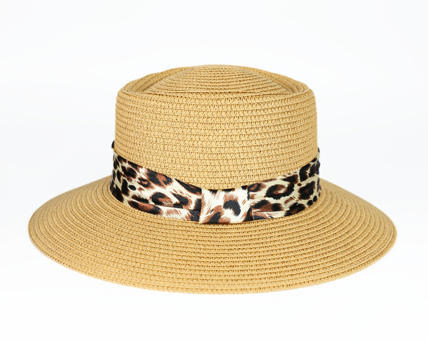 Leopard Band Straw Hat