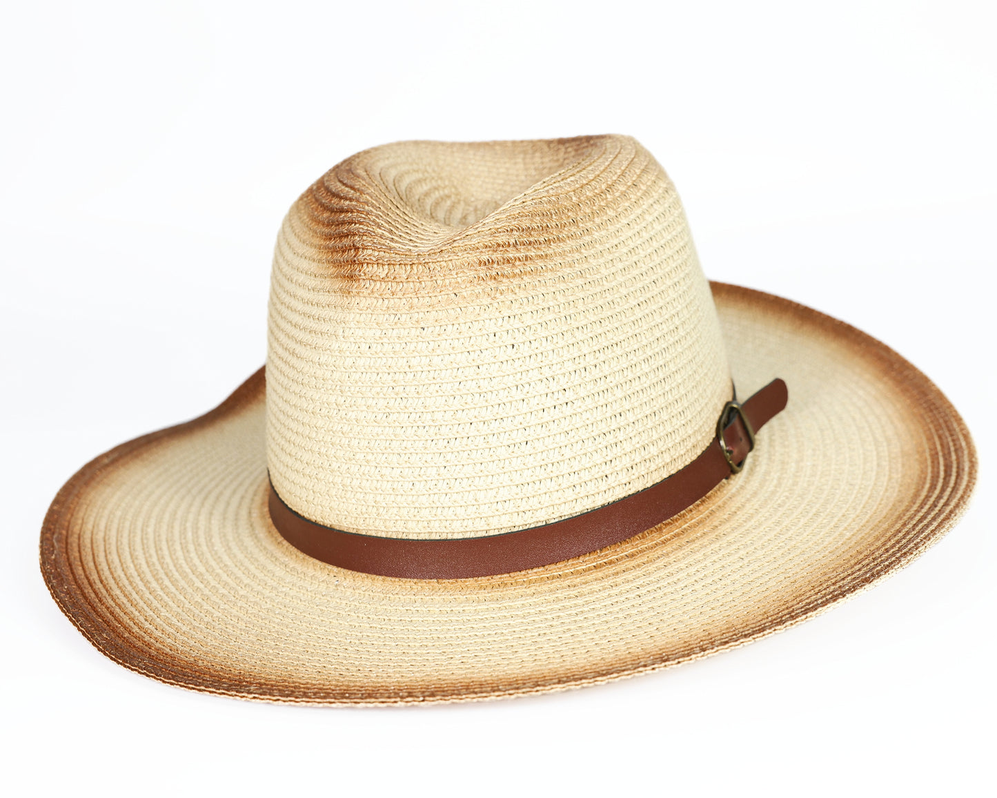 Tea Stained Burned edge structured Straw Hat