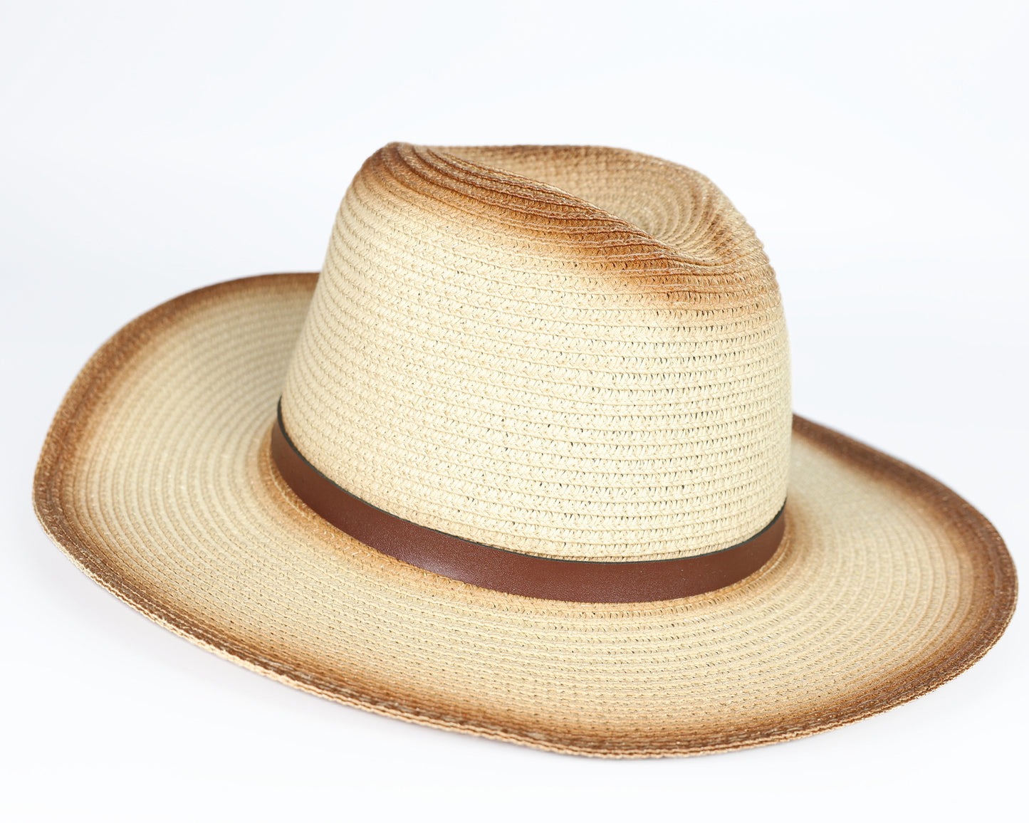 Tea Stained Burned edge structured Straw Hat