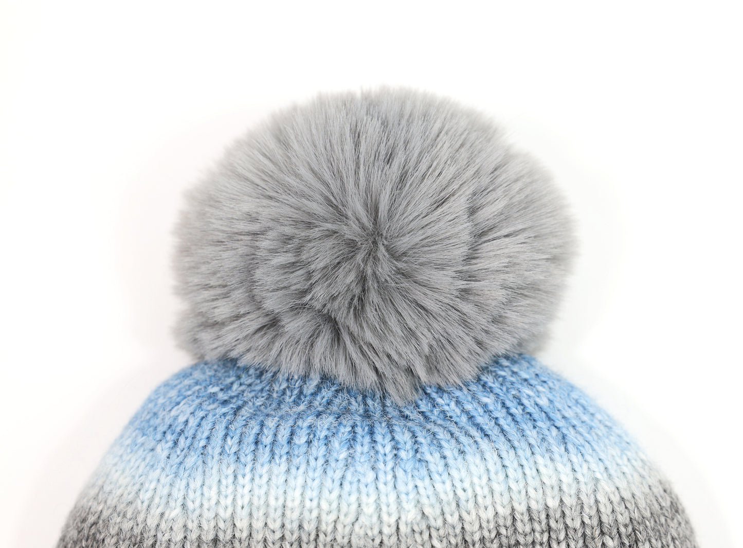 Ombre Pom Pom Beanie with Microfleece Lining