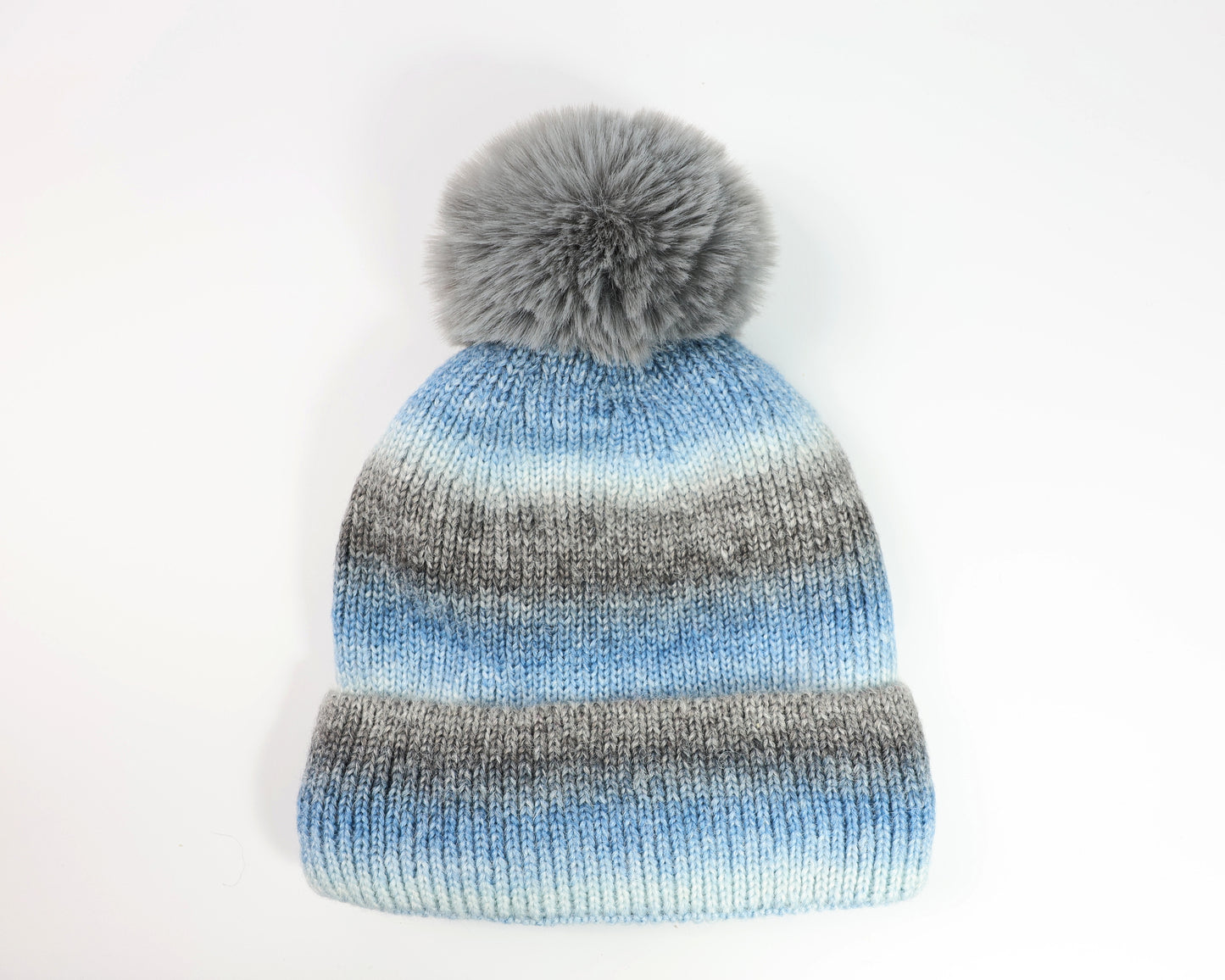 Ombre Pom Pom Beanie with Microfleece Lining