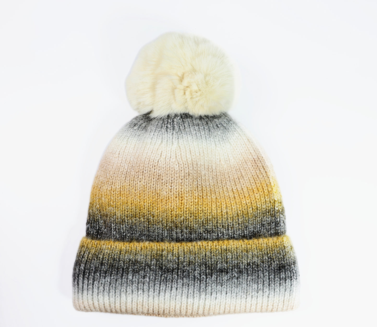 Ombre Pom Pom Beanie with Microfleece Lining