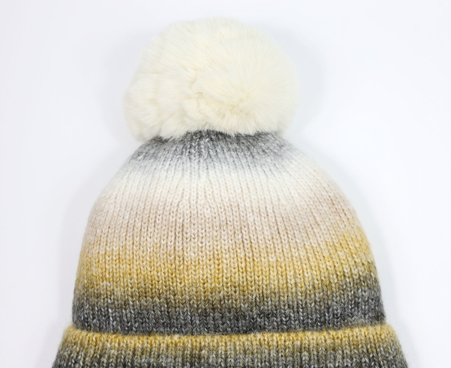 Ombre Pom Pom Beanie with Microfleece Lining