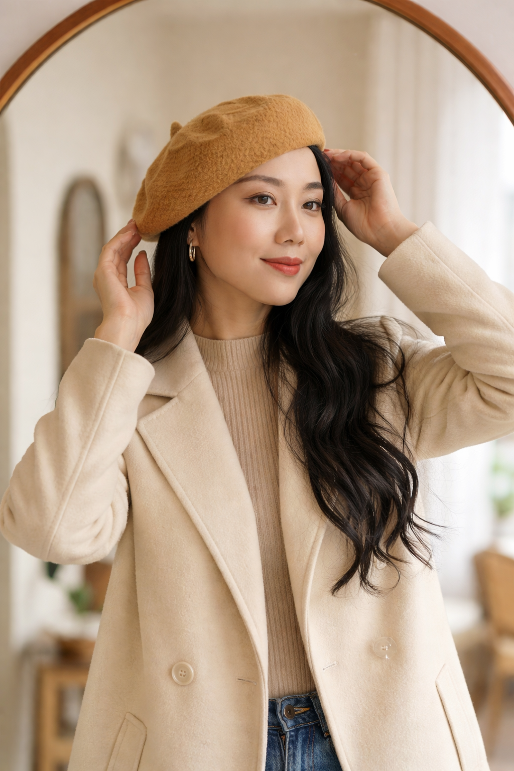 Draeger Paris Camel Wool French Beret Hat Made in France OS Paris Brown One Size Hats for Women for sale | eBay main image 3