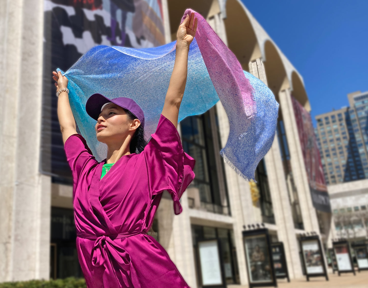 WOOL COLOR SPRAY FLORAL SCARF