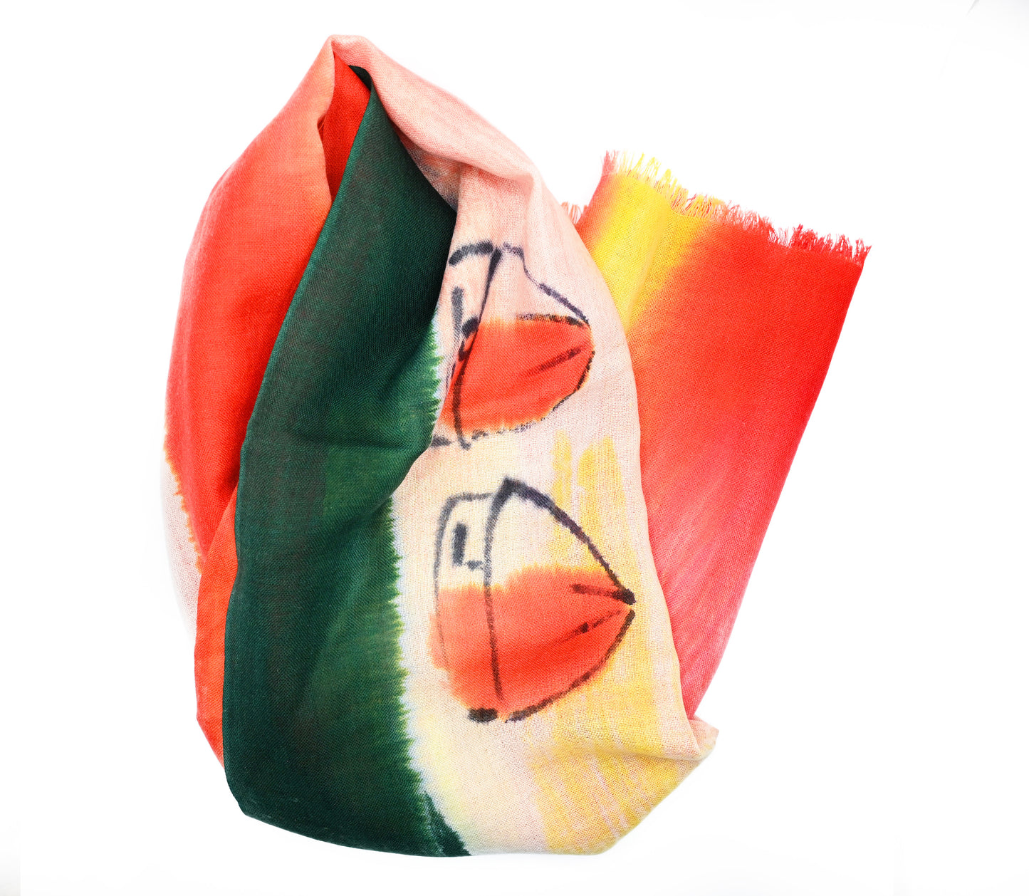 LIGHTWEIGHT BEACH TIE DYE WOOL SCARF