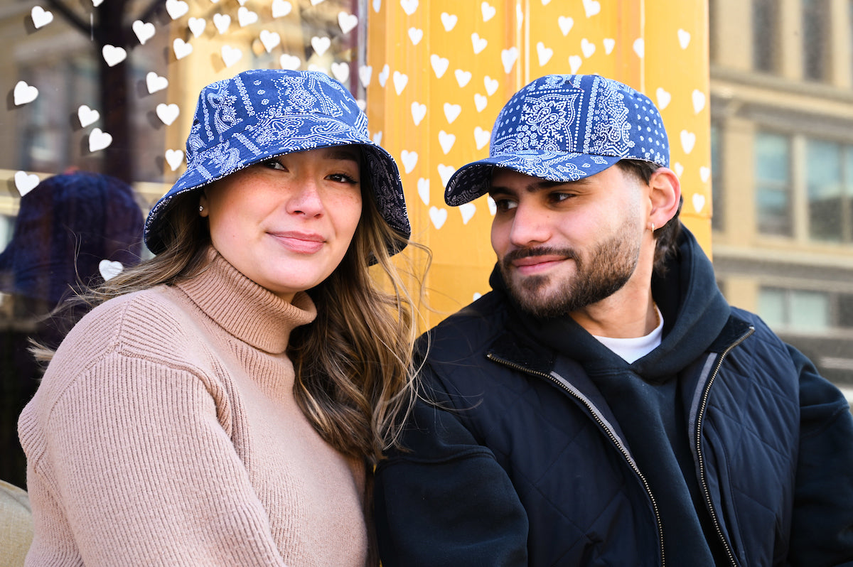 UNISEX PRINTED CHAMBRAY BUCKET HAT
