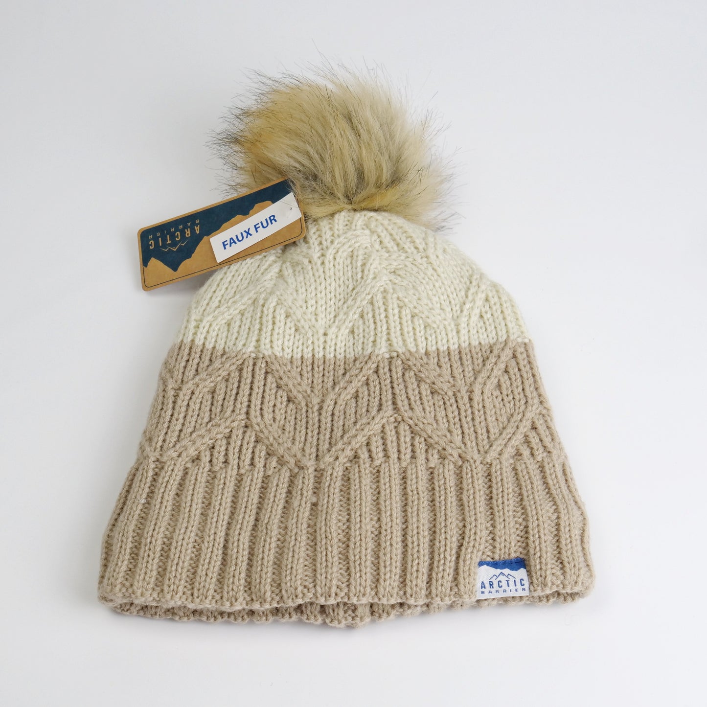 Women 2-Tone Cable Knit Beanie