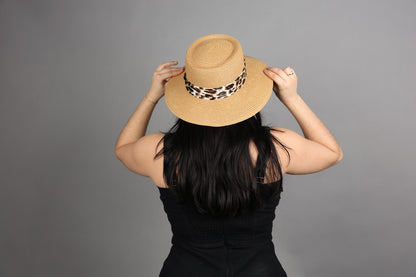 Leopard Band Straw Hat
