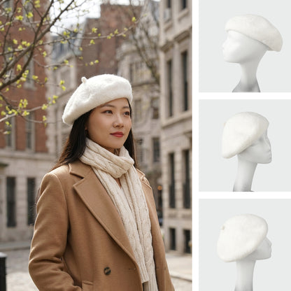 Faux-Fur Pure White Beret