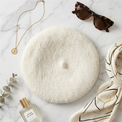 Faux-Fur Pure White Beret