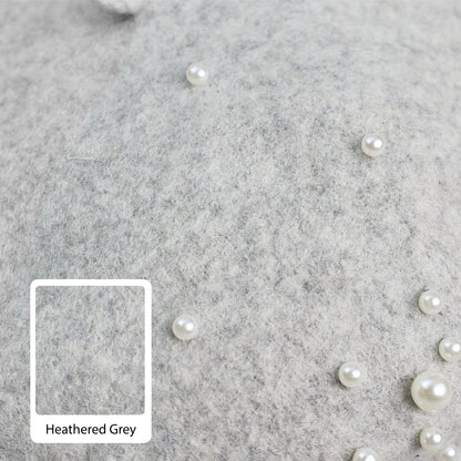 Embellished Wool Beret in Heathered-Grey