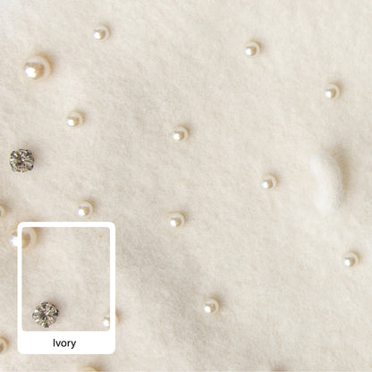 Embellished Wool Beret in Ivory