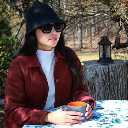 Knit Versatile Black Bucket Hat