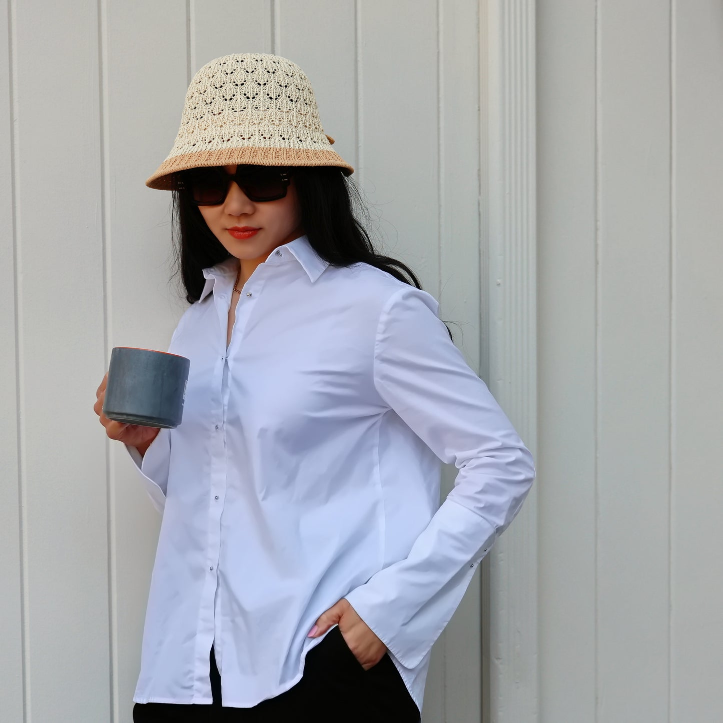 Woven 2-Tone Crochet Bucket Hat