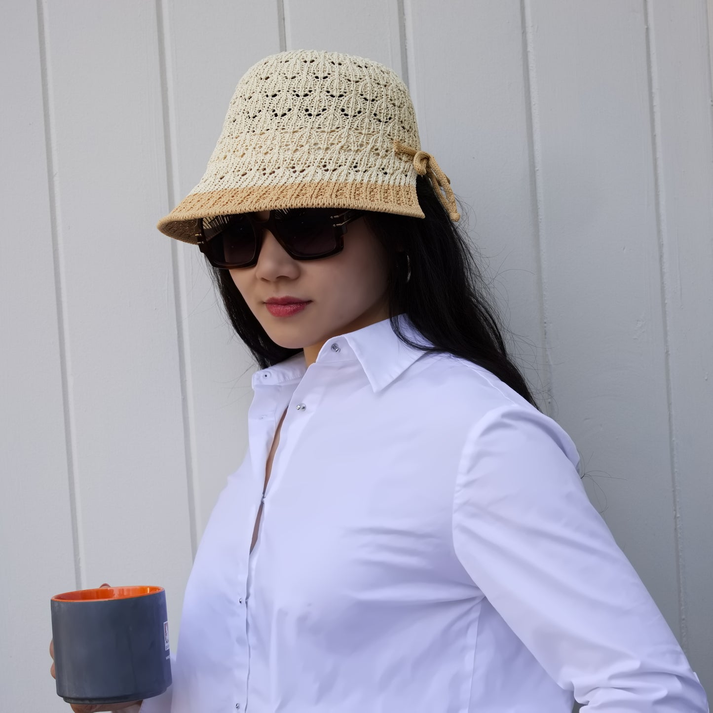 Woven 2-Tone Crochet Bucket Hat