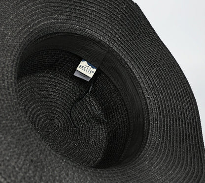 Faux Leather Band Straw Hat