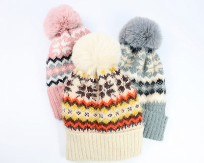 Snow Flake Beanie with Microfleece Lining