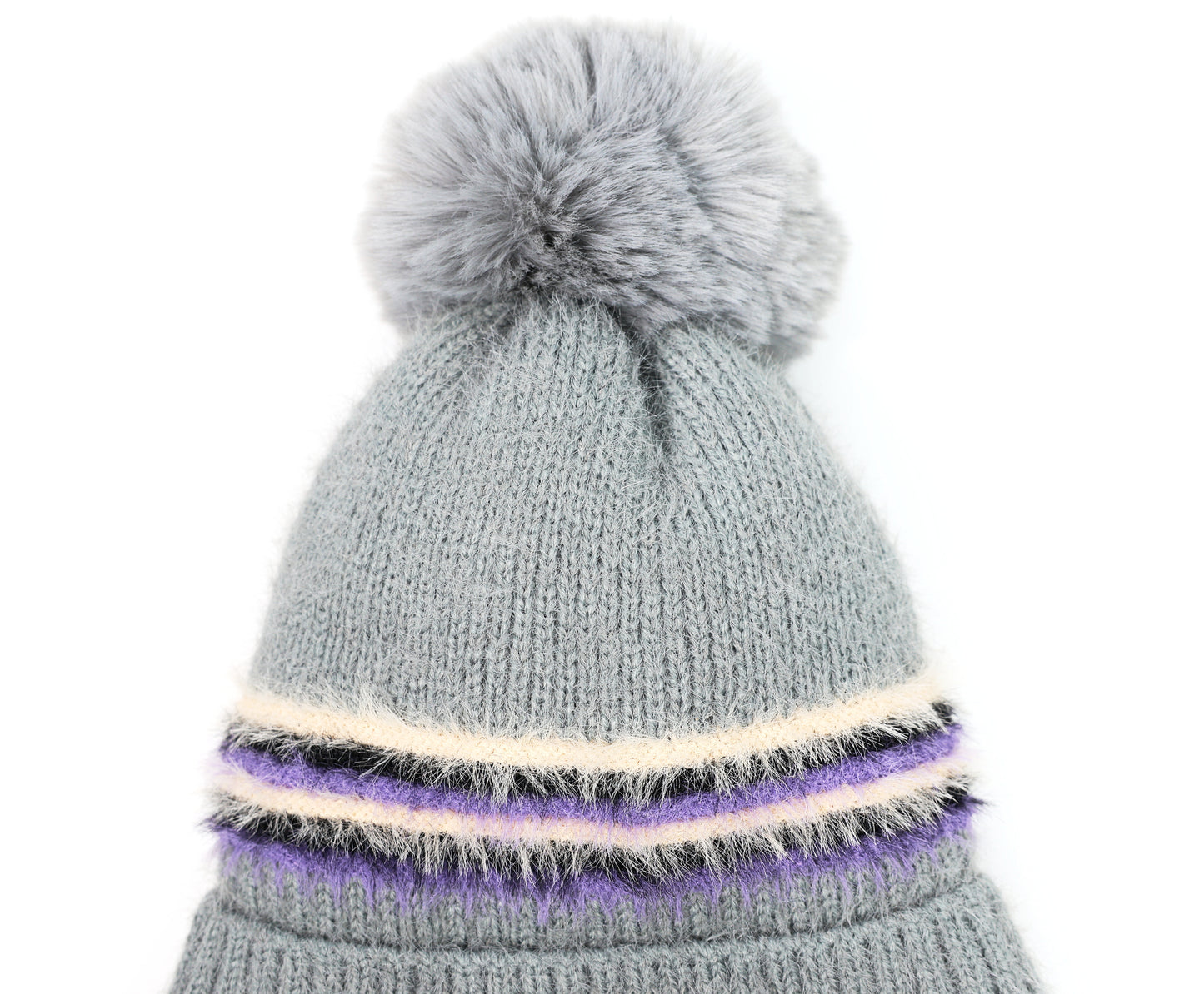 Pom Knitted Beanie with Microfleece Lining