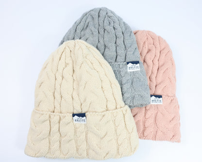 Women Cable Lined Knitted Beanie
