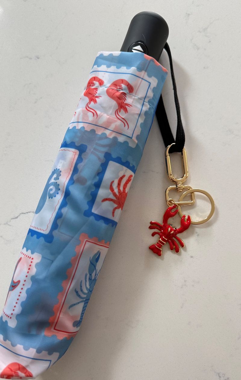 Seaworld Print Umbrella with Lobster Key Chain