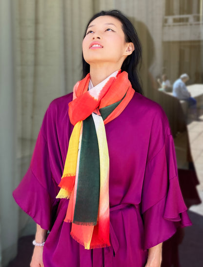 LIGHTWEIGHT BEACH TIE DYE WOOL SCARF