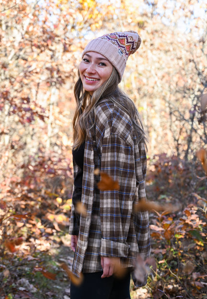 WOMEN POM BEANIE AND MITTEN Knitted  2PC SET