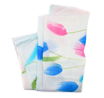 WOOL HAND PAINTED FLORAL PATTERN SCARF