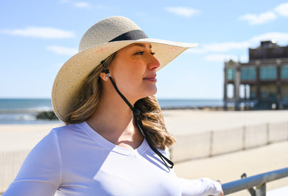 FLORAL EMBROIDERY BRAIDED  WIDE-BRIM SUN HAT WITH UPF PROTECTION